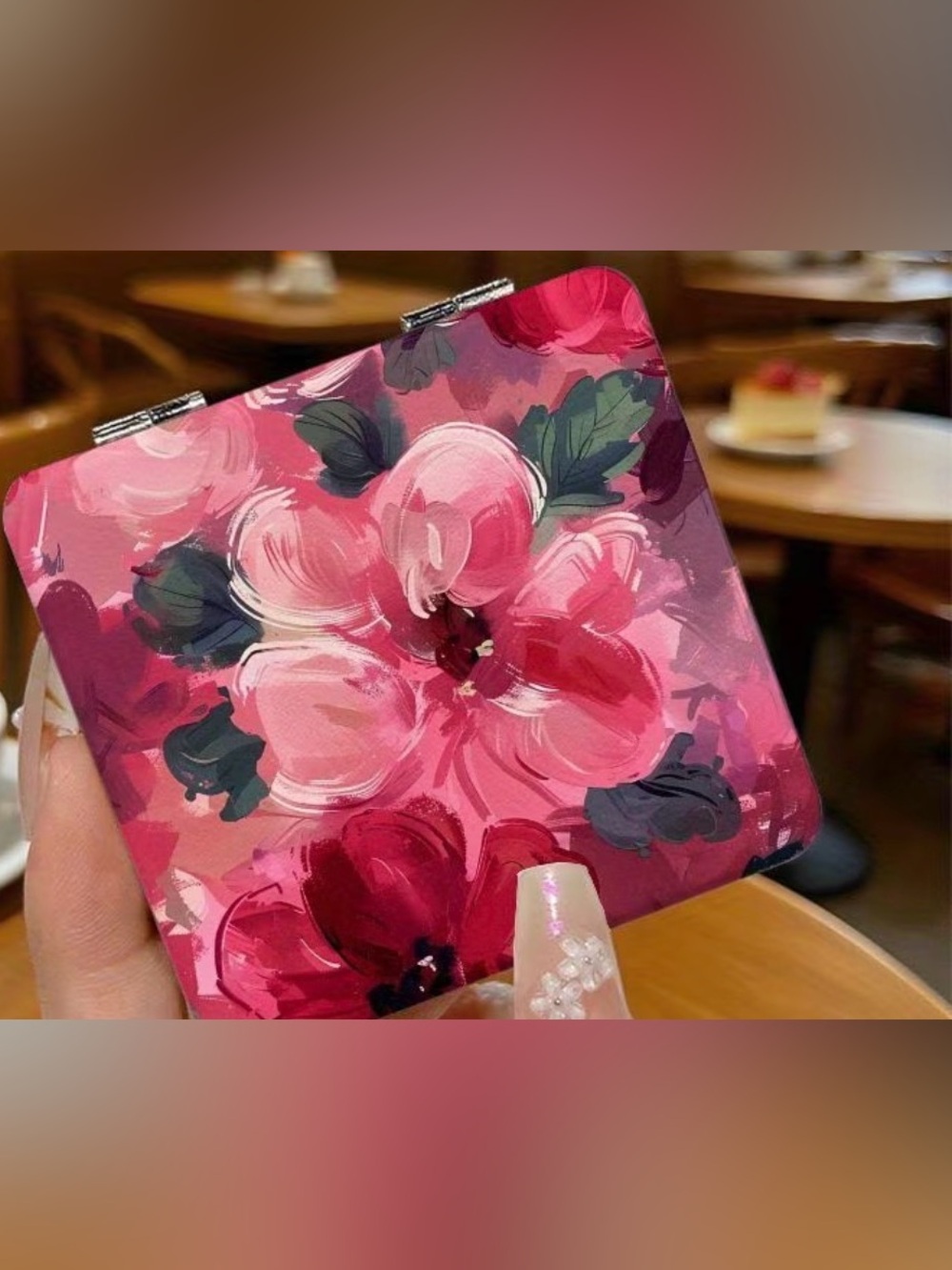New Abstract Floral Folding Small Purse Mirror